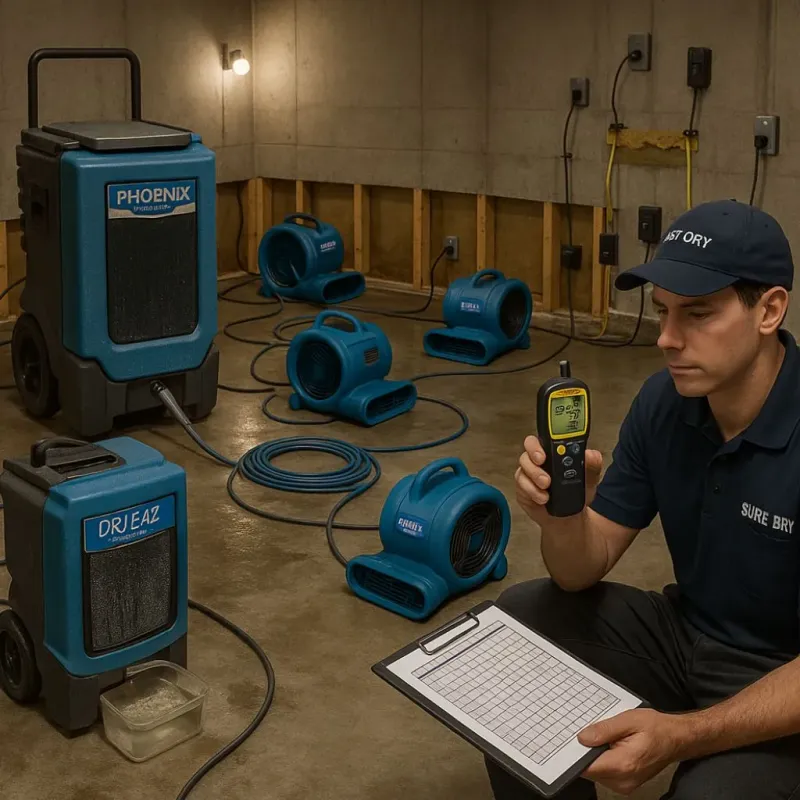 Structural Drying and Dehumidification process in Churubusco, IN